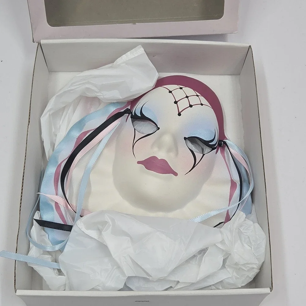 VTG Judith Anton? Signed Mardi Gras Mask Naghis New Orleans Porcelain Mask